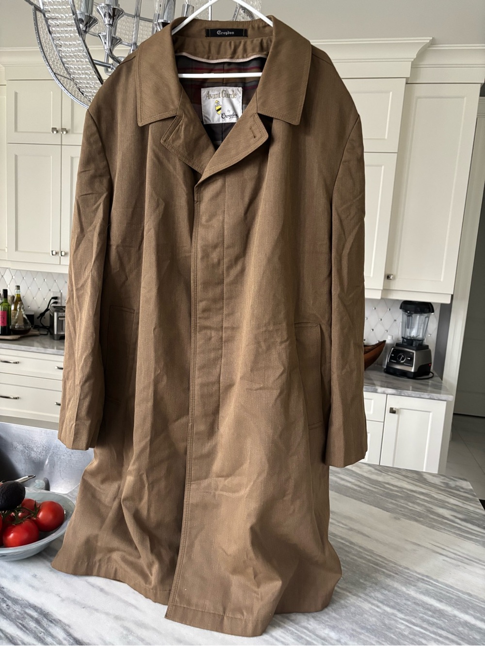 Brown Men's Classic Overcoat by  CROYDON  size medium large vintage